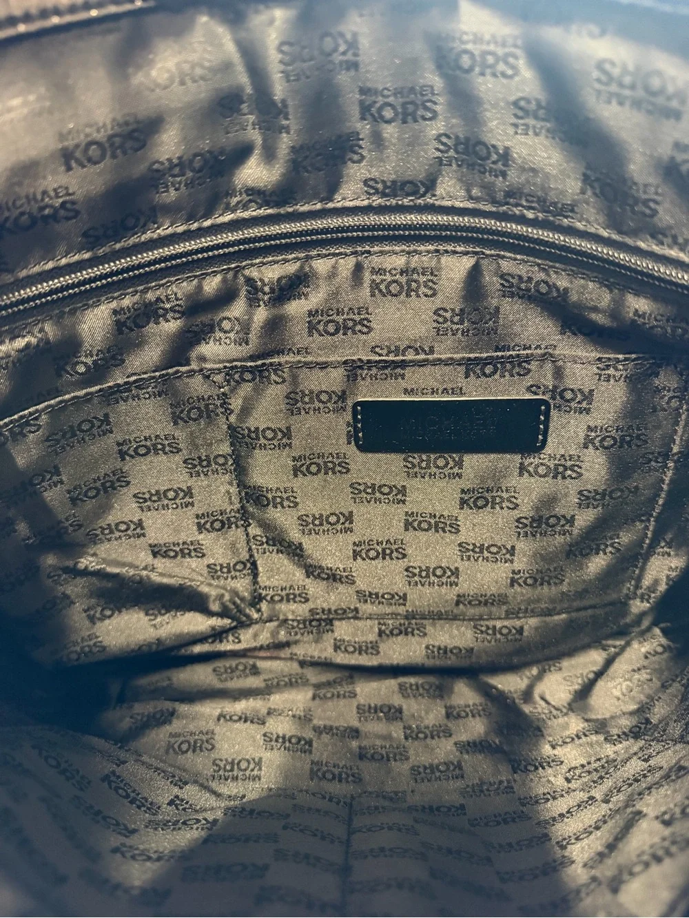 Michael Kors Black Patent Leather Shoulder Tote with Gold Chain Straps